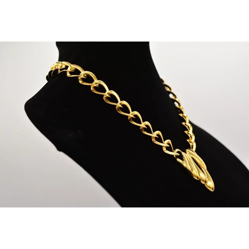 Napier Vintage Collar Necklace Bow Linked Chain Chunky Signed 1980s Bin6B